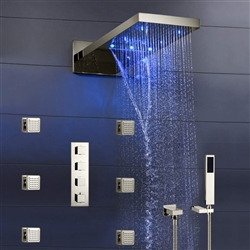 Pegasus Bamboo Tub and Shower Fixture Brushed Nickel